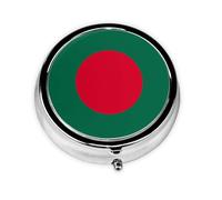 WBQLSL Pastillero redondo, 3 particiones, pastillero portátil, se puede poner en la cartera, bolsillo, ligero y práctico patrón de bandera de Bangladesh