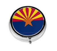 WBQLSL Pastillero redondo, 3 particiones, pastillero portátil, se puede poner en la cartera, bolsillo, ligero y práctico patrón de bandera de Arizona