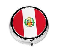 WBQLSL Pastillero redondo, 3 particiones, pastillero portátil, se puede poner en la cartera, bolsillo, ligero y práctico patrón de bandera de Perú
