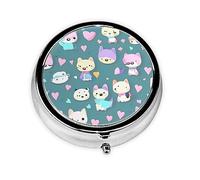 WBQLSL Pastillero redondo, 3 particiones, pastillero portátil, se puede poner en la cartera, bolsillo, ligero y práctico patrón de zorro pequeño