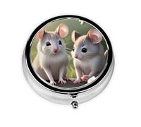 WBQLSL Pastillero redondo, 3 particiones, pastillero portátil, se puede poner en la cartera, bolsillo, ligero y práctico patrón de animales lindos