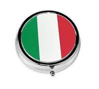 WBQLSL Pastillero redondo, 3 particiones, pastillero portátil, se puede poner en la cartera, bolsillo, ligero y práctico patrón de bandera de Italia