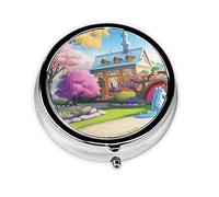 WBQLSL Pastillero redondo, 3 particiones, pastillero portátil, se puede poner en la cartera, bolsillo, ligero y práctico patrón de cuento de hadas de unicornio