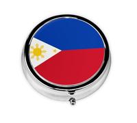 WBQLSL Pastillero redondo, 3 particiones, pastillero portátil, se puede poner en la cartera, bolsillo, ligero y práctico patrón de bandera de Filipinas