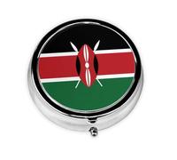 WBQLSL Pastillero redondo, 3 particiones, pastillero portátil, se puede poner en la cartera, bolsillo, ligero y práctico patrón de bandera de Kenia