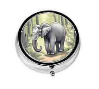 WBQLSL Pastillero redondo, 3 particiones, pastillero portátil, se puede poner en la cartera, bolsillo, ligero y práctico patrón de elefante caminando