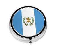 WBQLSL Pastillero redondo, 3 particiones, pastillero portátil, se puede poner en la cartera, bolsillo, ligero y práctico patrón de bandera de Guatemala