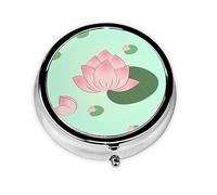 WBQLSL Pastillero redondo, 3 particiones, pastillero portátil, se puede poner en la cartera, bolsillo, ligero y práctico patrón de flores de loto esperando a florecer