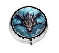 WBQLSL Pastillero redondo, 3 particiones, pastillero portátil, se puede poner en la cartera, bolsillo, ligero y práctico patrón de dragón volador