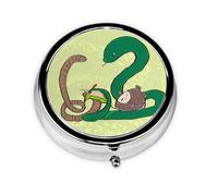 WBQLSL Pastillero redondo pequeño, 3 particiones, pastillero portátil, se puede poner en la cartera, bolsillo, ligero y práctico patrón de semillas de girasol, gusano de tierra y serpiente