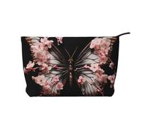 WBQLSL Petal Bloom Butterfly Pattern - Bolsa de cosméticos ligera y compacta con cierre de cremallera, bolsa de almacenamiento de cosméticos diaria