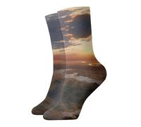 WBQLSL Prairie Sunset - Calcetines cálidos casuales con estampado de atardecer, cómodos y transpirables a media pantorrilla