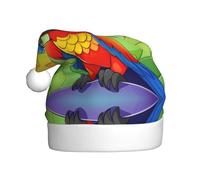 WBQLSL Precioso sombrero de Papá Noel con estampado de loro, decoración de fiesta de Navidad y Año Nuevo, sombrero de actuación en escenario