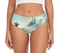 WBQLSL Quiet Landscape Prints - Tanga para mujer, ropa interior ajustada de alta elasticidad y cobertura completa, Negro, XXXL