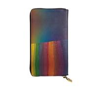 WBQLSL Rainbow Sky Bolso largo de cuero con monedero con cremallera y 12 ranuras para tarjetas de crédito, cartera ligera de viaje para dinero en efectivo
