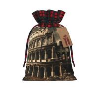 WBQLSL Restos del Coliseo Romano con bolsillo de flores impresas de 8.3 x 11.8 pulgadas, bolsa de regalo para decoración de fiestas navideñas, bolsa de almacenamiento de dulces