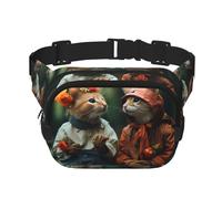 WBQLSL Riñonera elegante con estampado de antropomorfización de gatos, bolsa deportiva de viaje ligera, impermeable y resistente al desgaste