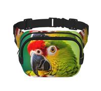 WBQLSL Riñonera estampada de primer plano con diseño de loro, elegante bolsa cruzada, bolsa de pecho ligera para viajes y deportes