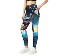 WBQLSL Roaring Dragon - Pantalones de yoga con bolsillo para mujer, leggings elásticos suaves de cintura alta para entrenamiento, gimnasio, uso diario, Negro, S-5XL