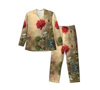 WBQLSL Roses are gorgeous Patterns - Conjunto de pijama suave de manga larga para hombre, ropa de descanso casual, cintura elástica, bolsillos laterales dobles, Negro, L