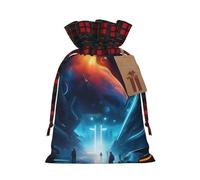 WBQLSL Science Fiction Future - Bolsillo de flores impresas de 8.3 x 11.8 pulgadas, bolsa de regalo para decoración de fiestas navideñas, bolsa de almacenamiento de dulces