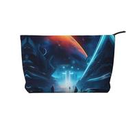 WBQLSL Science Fiction Future - Neceser de pana, bolsa de almacenamiento de viaje, puede contener lápiz labial, polvo y otros cosméticos, color negro, talla única