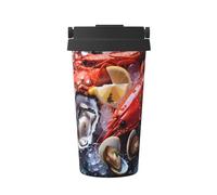 WBQLSL Seafood Close Up - Taza de café impresa con temperatura constante de 24 horas, taza de agua ligera para deportes de viaje