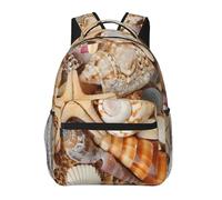 WBQLSL Seashell Landscape On The Beach Mochila de viaje ligera adecuada para senderismo, viajes de negocios, camping, fitness, escuela, universidad y otras ocasiones, con un diseño de múltiples