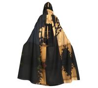 WBQLSL Shadow of the Old HouseCapa impresa de Halloween, capa con capucha para bailes de máscaras, fiesta de carnaval o disfraz de cosplay