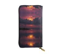WBQLSL Sky Sunset - Elegante cartera de cuero de 7.4 x 4.13 pulgadas de largo, con cremallera, práctica cartera de viaje para dinero en efectivo