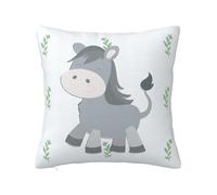 WBQLSL Smiling Donkey - Funda de almohada de felpa navideña de 45,7 x 45,7 cm, decoración del hogar, funda de cojín para sofá
