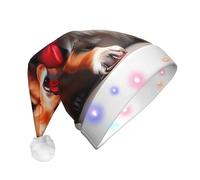 WBQLSL Sombrero de Navidad de perro tipo caballero con luces LED, perfecto para fiestas de disfraces, actuaciones escénicas y eventos escolares.