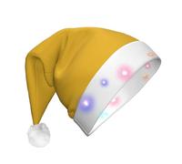 WBQLSL Sombrero de Navidad LED dorado de color sólido para adultos, regalos de fiesta de Navidad de Año Nuevo, sombrero de Navidad unisex de felpa con luces LED,