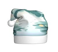 WBQLSL Sombrero de Navidad para adultos, hojas caídas en un lago tranquilo, sombrero de Navidad de felpa de 15.7 pulgadas de alto, sombrero decorativo unisex, fiesta de Halloween de Papá Noel