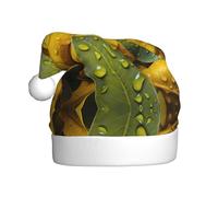 WBQLSL Sombrero de Papá Noel con estampado de gotas de hojas verdes, decoración de fiesta de Navidad y Año Nuevo, sombrero de actuación en escenario
