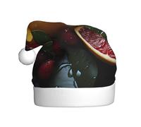 WBQLSL Sombrero de Papá Noel con estampado de limón y pomelo fresco, sombrero de decoración de escenario de fiesta de Año Nuevo, accesorio para fotos atmosféricas
