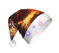 WBQLSL Sombrero de Papá Noel con luz LED de baloncesto en fuego y agua, sombrero unisex de Navidad, Año Nuevo, regalo de fiesta de Navidad