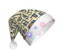 WBQLSL Sombrero de Papá Noel con luz LED de mapa del tesoro, sombrero unisex de Navidad, Año Nuevo, regalo de fiesta de Navidad