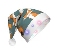 WBQLSL Sombrero de Papá Noel con luz LED de zorro amarillo, sombrero unisex de Navidad, Año Nuevo, regalo de fiesta de Navidad