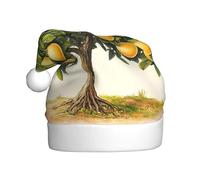 WBQLSL Sombrero de Papá Noel con patrones de árboles frutales, decoración de ambiente de fiesta de Navidad, accesorio interactivo de fiesta de Año Nuevo