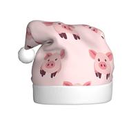 WBQLSL Sombrero de Papá Noel impreso con trazos simples de cabeza de cerdo, decoración de ambiente de fiesta de Navidad, accesorio interactivo de fiesta de Año Nuevo