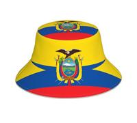 WBQLSL Sombrero de pescador estampado de la bandera de Ecuador, sombrero de playa plegable de doble cara, adecuado para ciclismo, senderismo y viajes, color negro