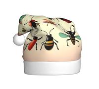 WBQLSL Sombrero decorativo de dibujos animados de insectos pequeños para adultos, sombrero de Papá Noel unisex de 15.7 pulgadas de alto, sombrero de Papá Noel de felpa para Navidad y Año Nuevo