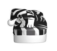 WBQLSL Sombrero decorativo de gatito a rayas blancas y negras para adultos, sombrero de Papá Noel unisex de 15.7 pulgadas de alto, sombrero de Papá Noel de felpa para Navidad y Año Nuevo