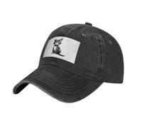 WBQLSL Sombrero vaquero con estampado de gato solitario, ajustable, adecuado para senderismo, viajes y varias ocasiones., Negro, Taille unique