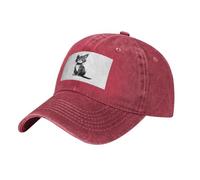 WBQLSL Sombrero vaquero con estampado de gato solitario, ajustable, adecuado para senderismo, viajes y varias ocasiones., rosso, Taille unique