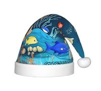 WBQLSL Sombreros de Navidad para niños, diseño de mundo submarino azul de peces. Sombreros de Navidad para eventos de Navidad, espectáculos de escenario, escena de fiesta, Año Nuevo, sombreros