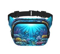WBQLSL Submarine Coral Rays - Riñonera con estampado de rayas de coral, elegante bolsa cruzada ligera para viajes y deportes