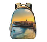 WBQLSL Sunset in Barcelona Mochila de viaje ligera adecuada para senderismo, viajes de negocios, camping, fitness, escuela, universidad y otras ocasiones, con un diseño de múltiples bolsillos.
