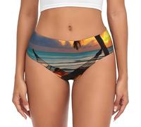 WBQLSL Tangas estampadas de hamaca de playa Sunset para mujer, suaves, transpirables, de alta elasticidad, cobertura completa que abrazan la cadera, Negro, XXL